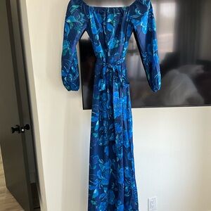 Elegant Blue Floral Women's Dress